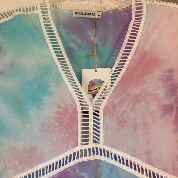 NWT WonderLust LA 3/4 Sleeve Tie-Dye Boho Tunic Sz L - Picture 2 of 13